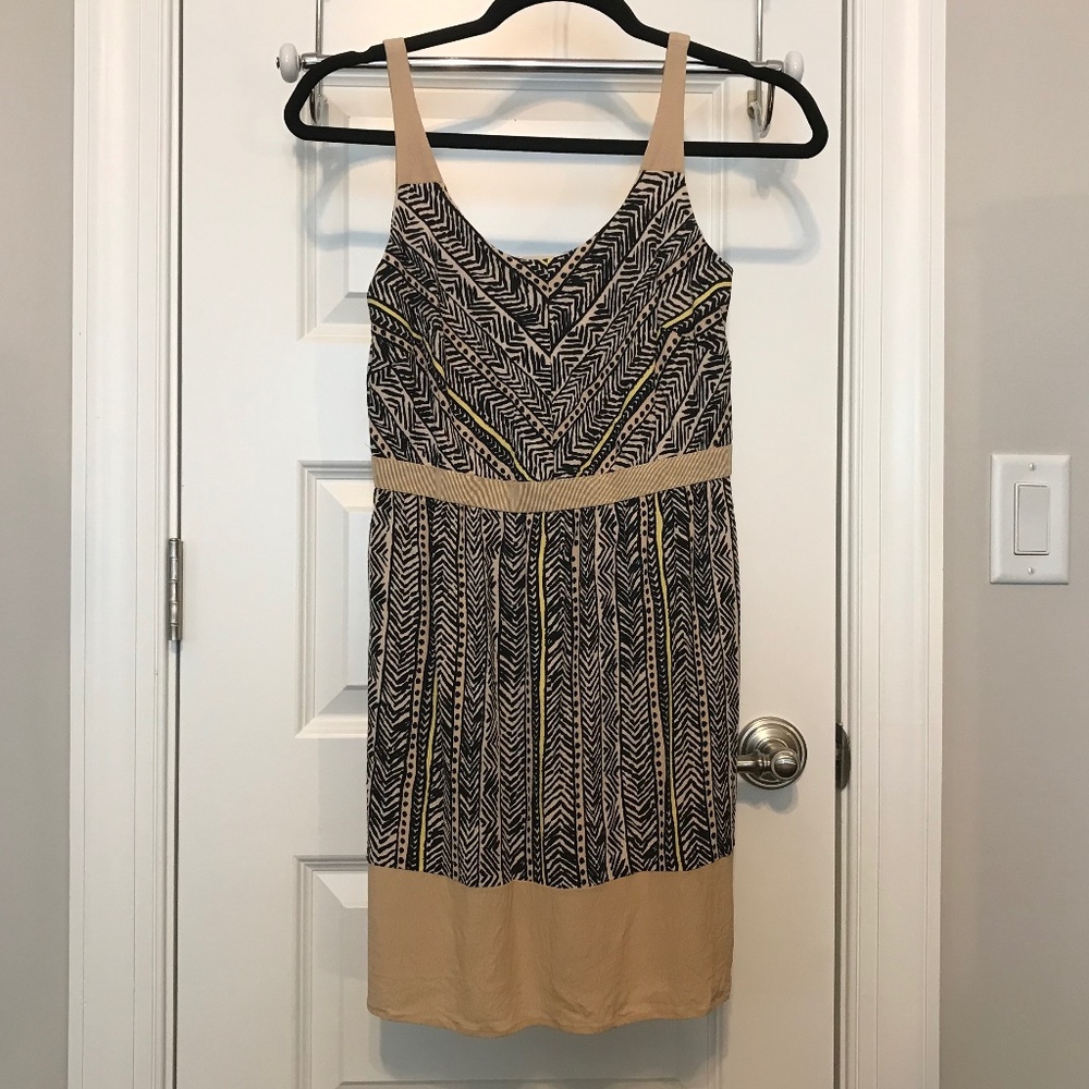LOFT tan & black tribal print halter dress (0P)